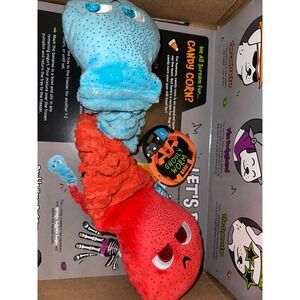 BarkBox Ghouly Worm Large Dog Toy Halloween Plush Squeaker Crinkle Red Blue BARK